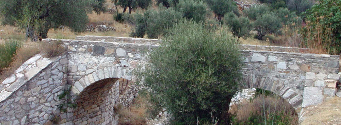 The bridge of Kakos Potamos, or Bad River, near Lefkes